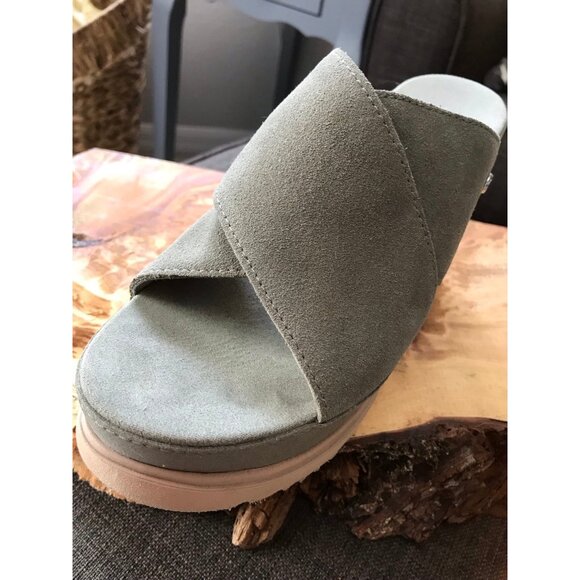 UGG Abbot Wedge Slide Moss Green Sz 8 Sandal casual Dress - Picture 8 of 10